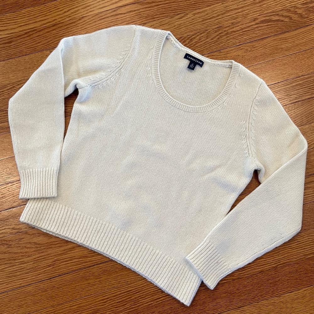 Land's End Women's Cashmere Sweater - Ivory - Small